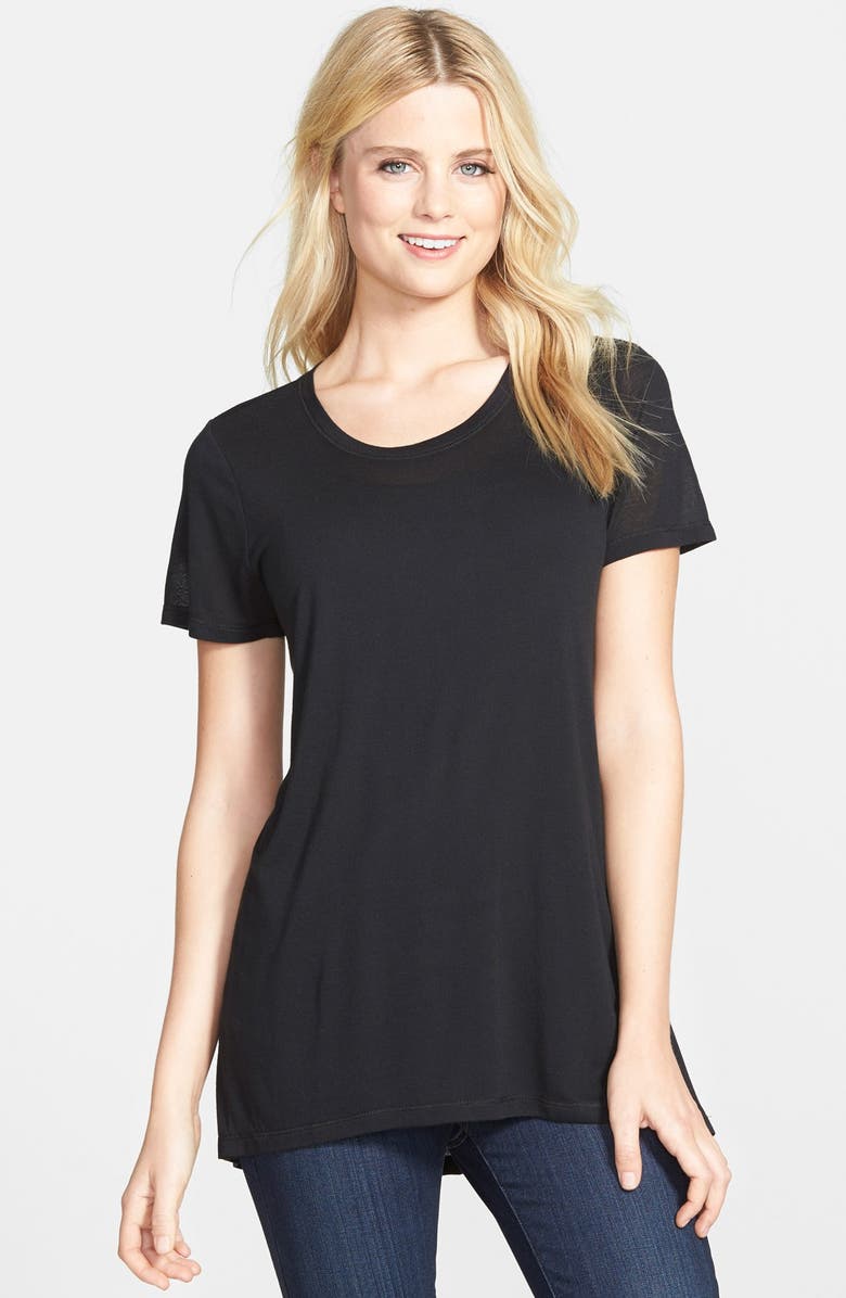 Halogen<sup>®</sup> Lightweight High/Low Seamed Back Tee, Main, color,