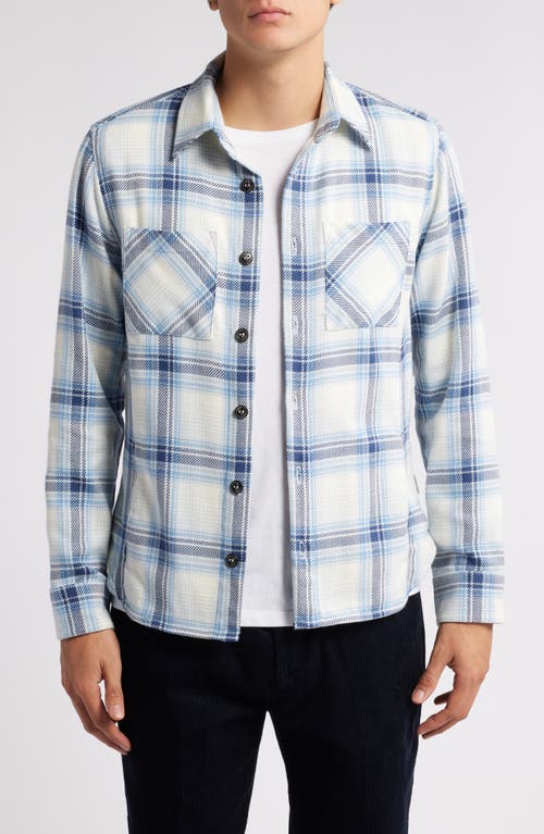 PEREGRINE Blunt Plaid Cotton Overshirt in Blue Check 