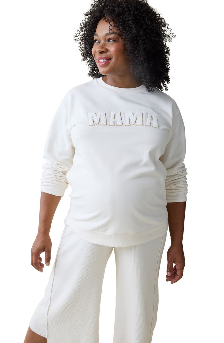 Ingrid & Isabel<sup>®</sup> Mama Fleece Maternity Sweatshirt, Alternate, color, Cream