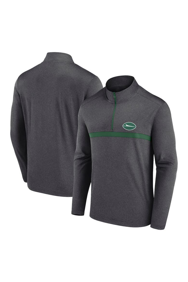 Men's Fanatics  Green New York Jets Head-to-Head Quarter-Zip Top, Alternate, color, Heather Charcoal
