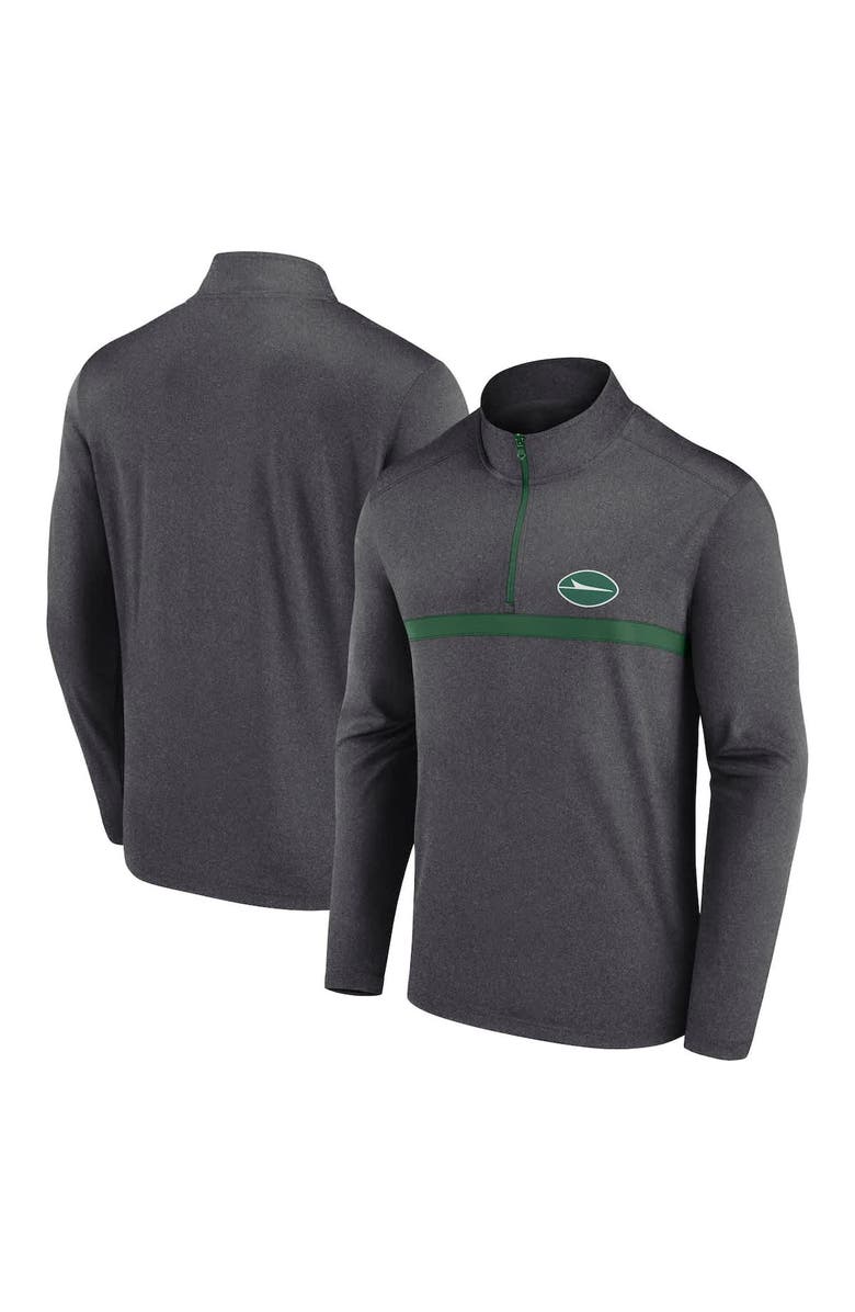 FANATICS Men's Fanatics Green New York Jets Head-to-Head Quarter-Zip Top, Alternate, color, Heather Charcoal