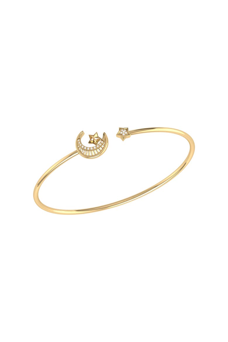 Starkissed Crescent Sterling Silver Diamond Adjustable Cuff, Main, color, 14KT Gold Vermeil on Sterling