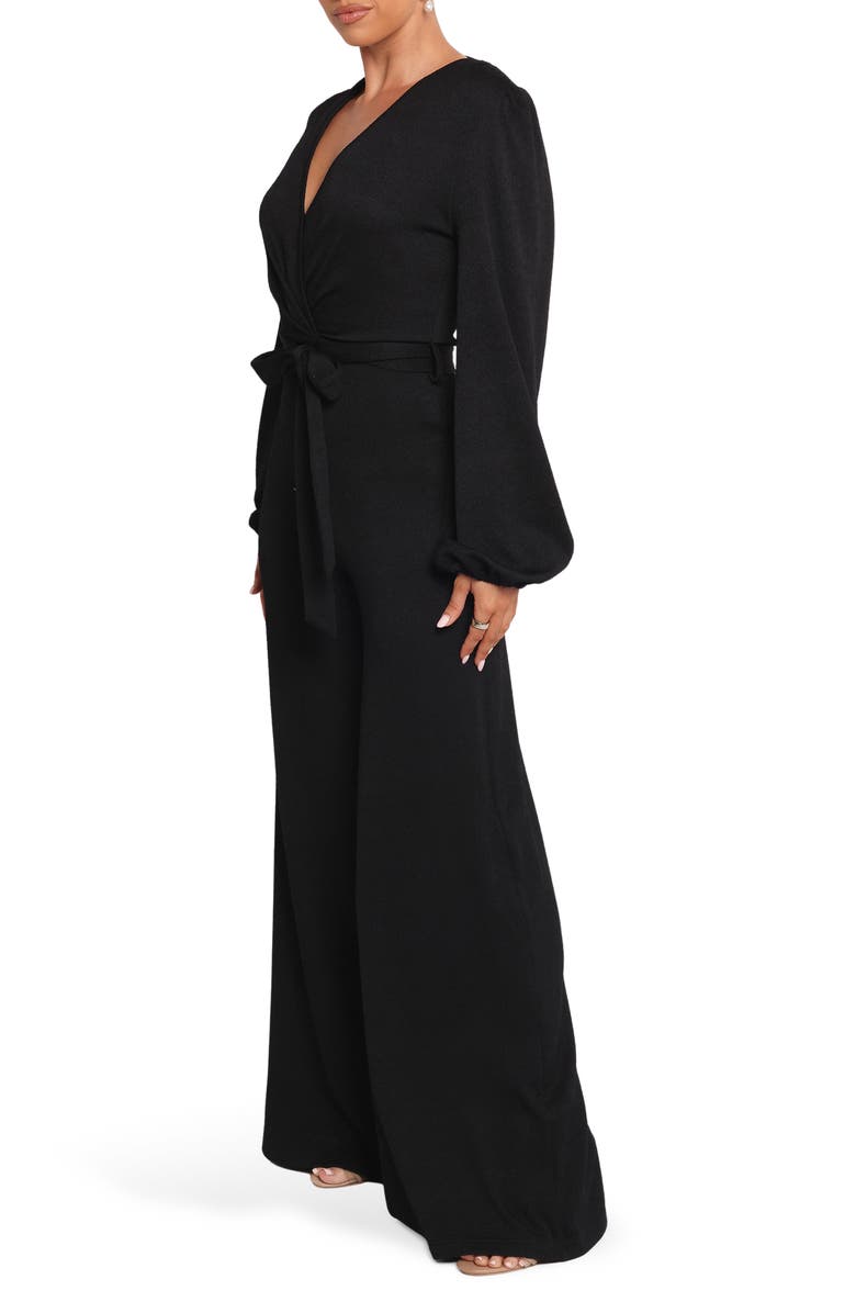 Petal & Pup Yelena Long Sleeve Wide Leg Jumpsuit, Alternate, color, Black