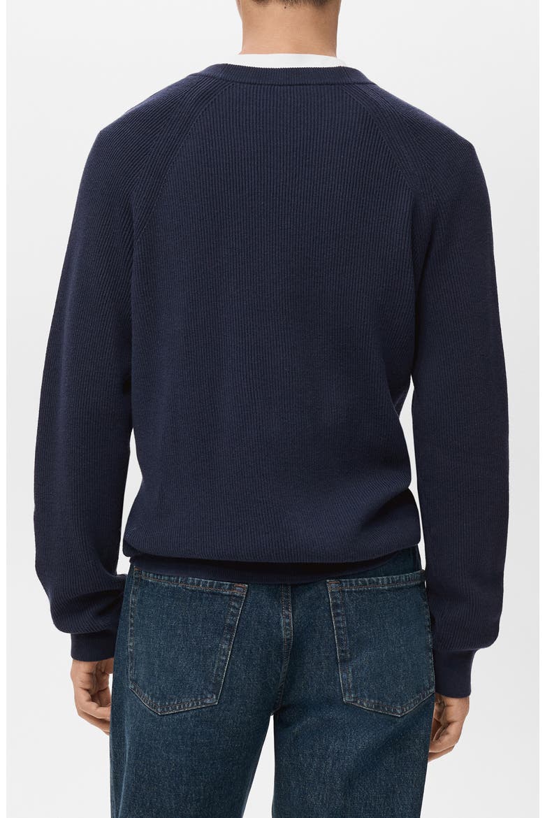 Ribbed Cotton Blend Cardigan, Alternate, color, NAVY
