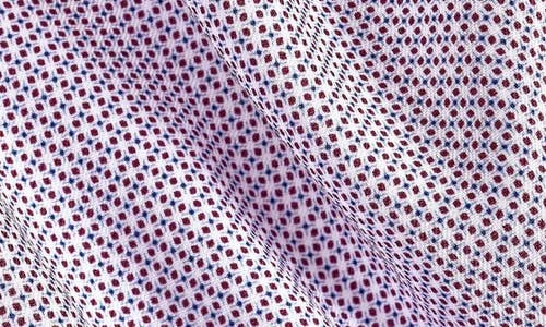 David Donahue Trim Fit Micro Geometric Print Cotton Dress Shirt In Purple