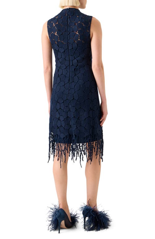 Akris Mosaic Wool Blend Sheath Dress In Blue
