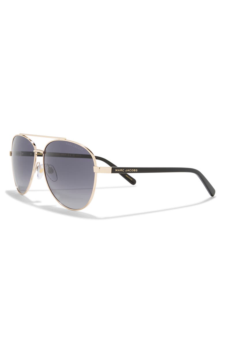 Marc Jacobs 60mm Aviator Sunglasses, Alternate, color, Gold Black