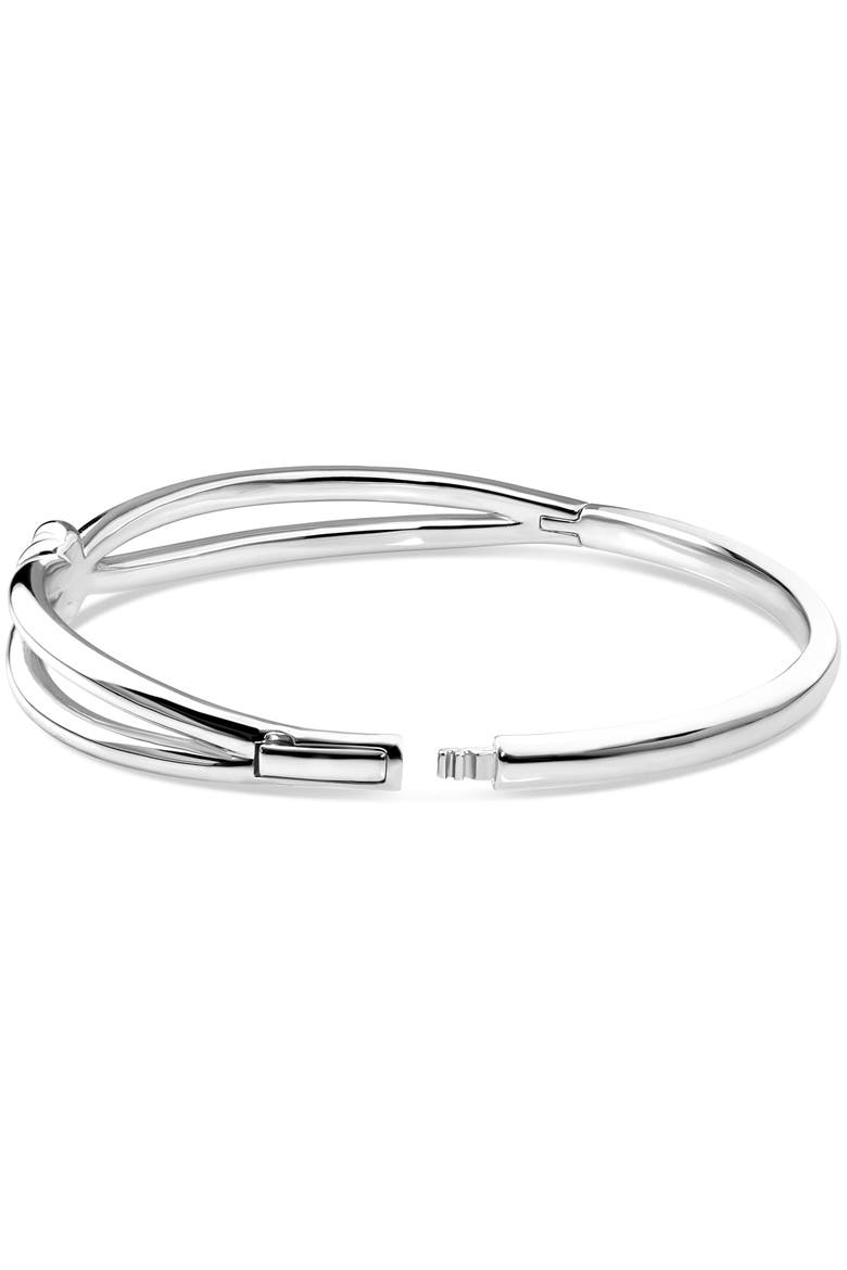 Love Knot Bangle Bracelet in Rhodium Plated Sterling Silver, 8mm, Alternate, color, Silver