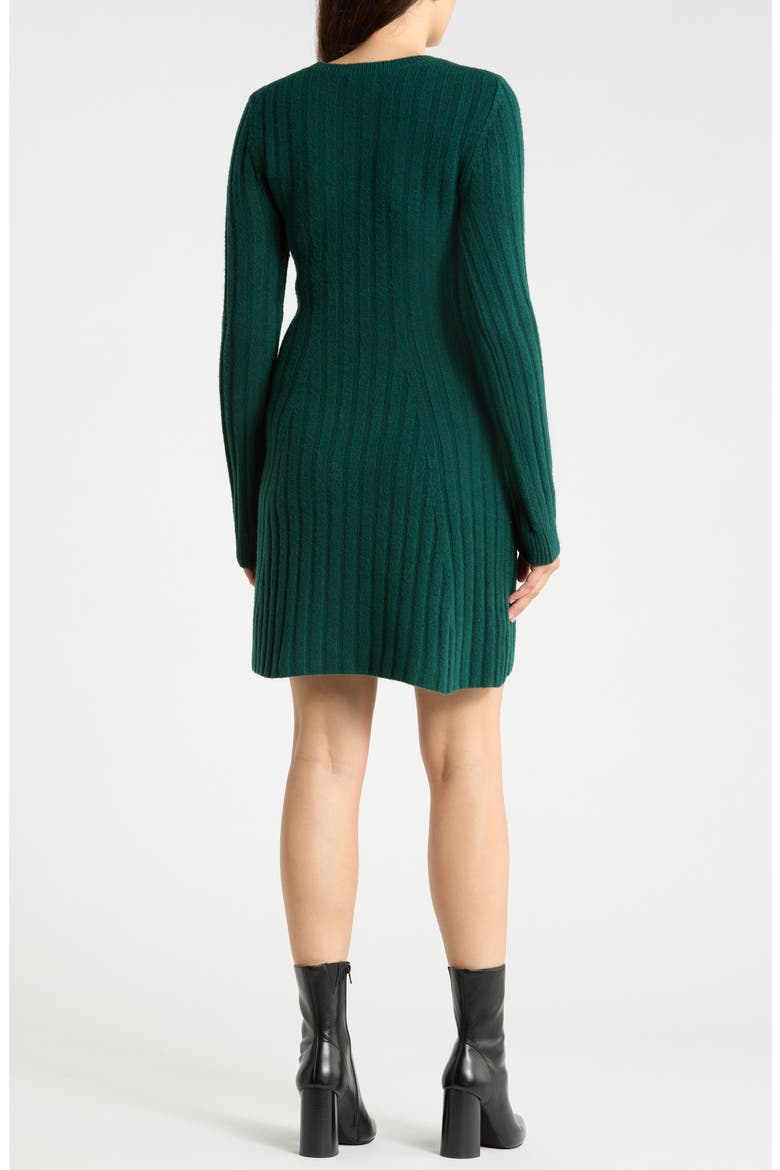 Long Sleeve Rib Knit Minidress, Alternate, color, GREEN PONDEROSA