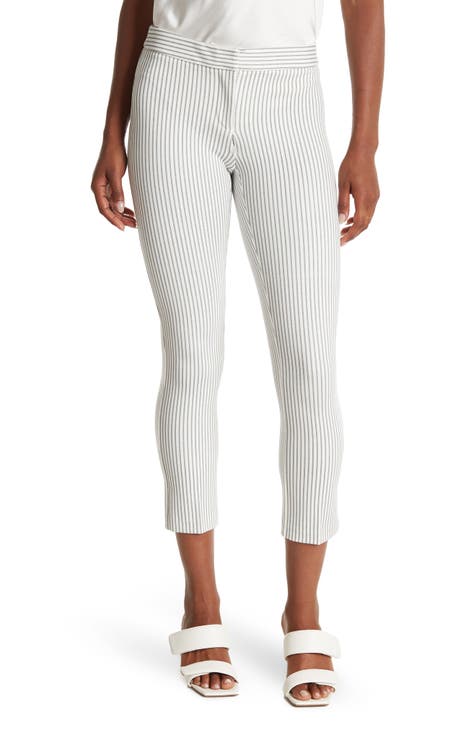 AMANDA AND CHELSEA Striped Skinny Leg Ponte Pants