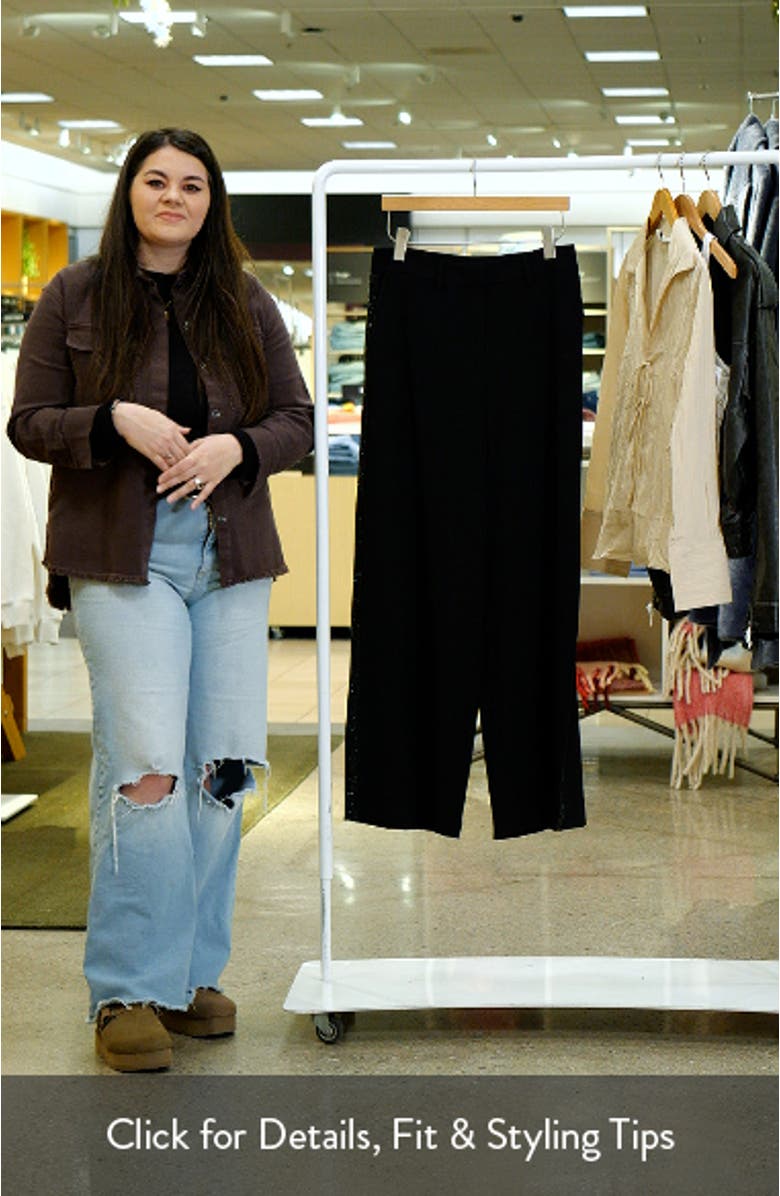 Rhinestone Trim Wide Leg Pants, sales video thumbnail