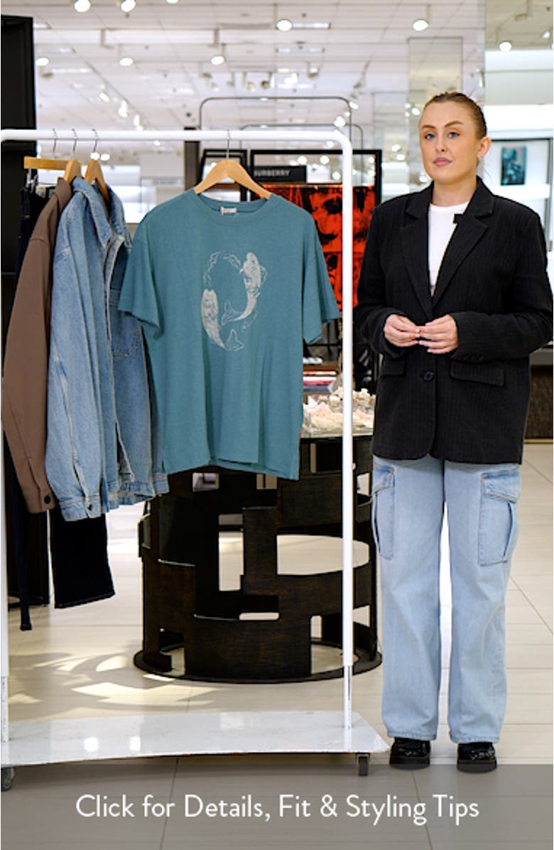 Fish Graphic Oversize Hemp Blend T-Shirt, sales video thumbnail