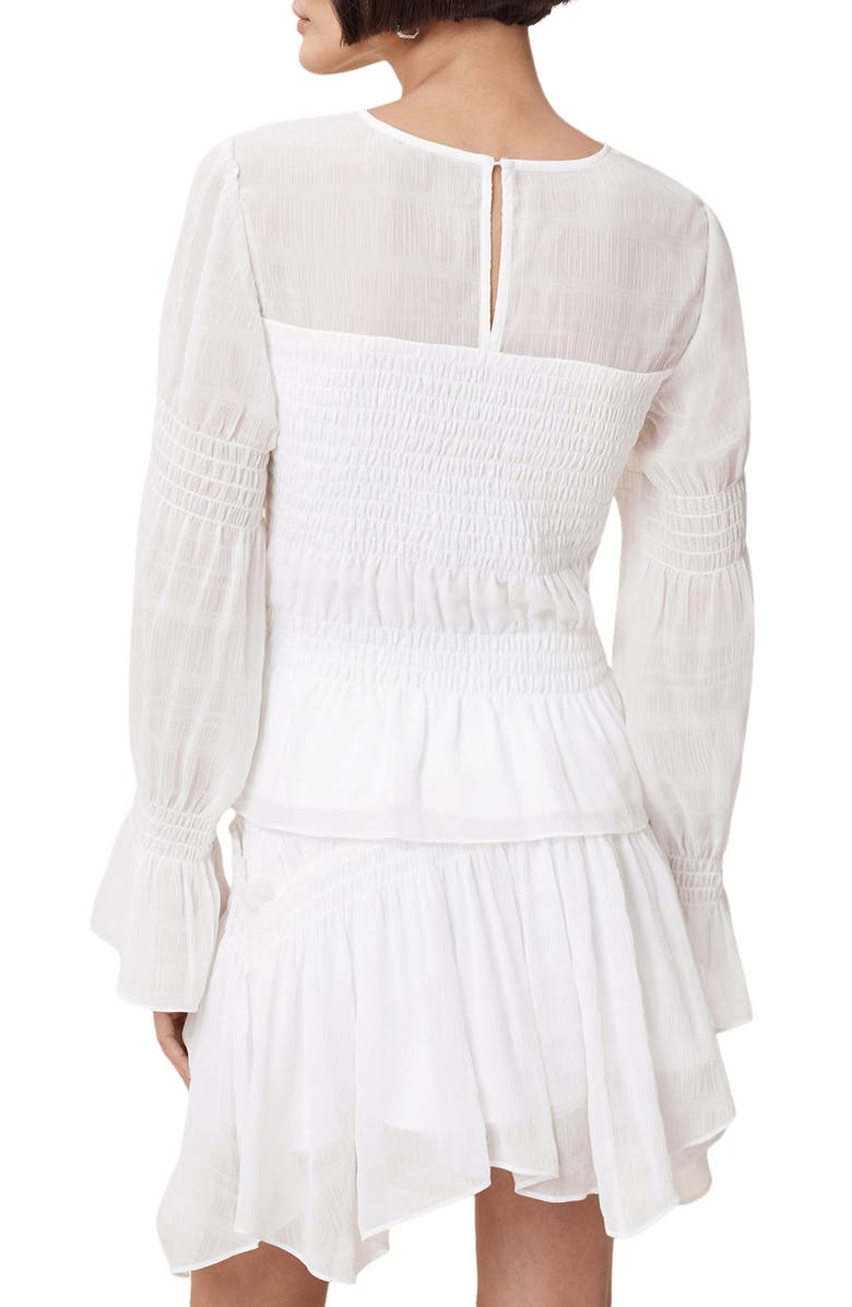 AllSaints Pamela Smocked Ruffle Top, Alternate, color, Snow White