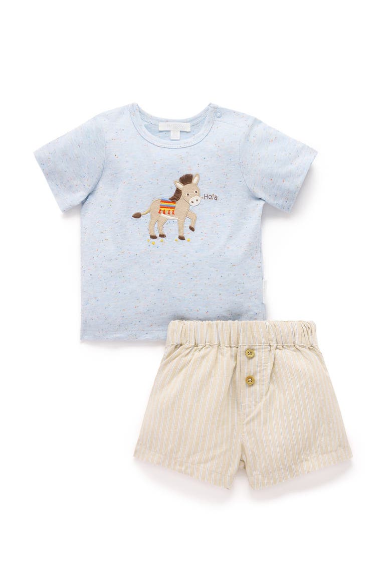 Linen Blend Short and Tee Set, Main, color, Taco Stripe