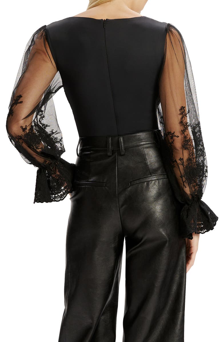 Bardot Bruna Lace & Mesh Bodysuit, Alternate, color, 