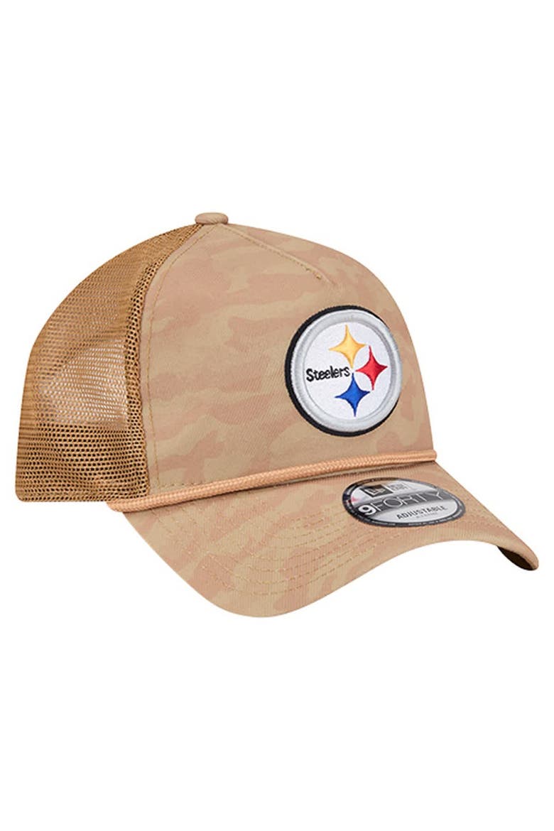 Men's New Era  Tan Pittsburgh Steelers Wheat Camo 9FORTY Adjustable Hat, Alternate, color, Tan