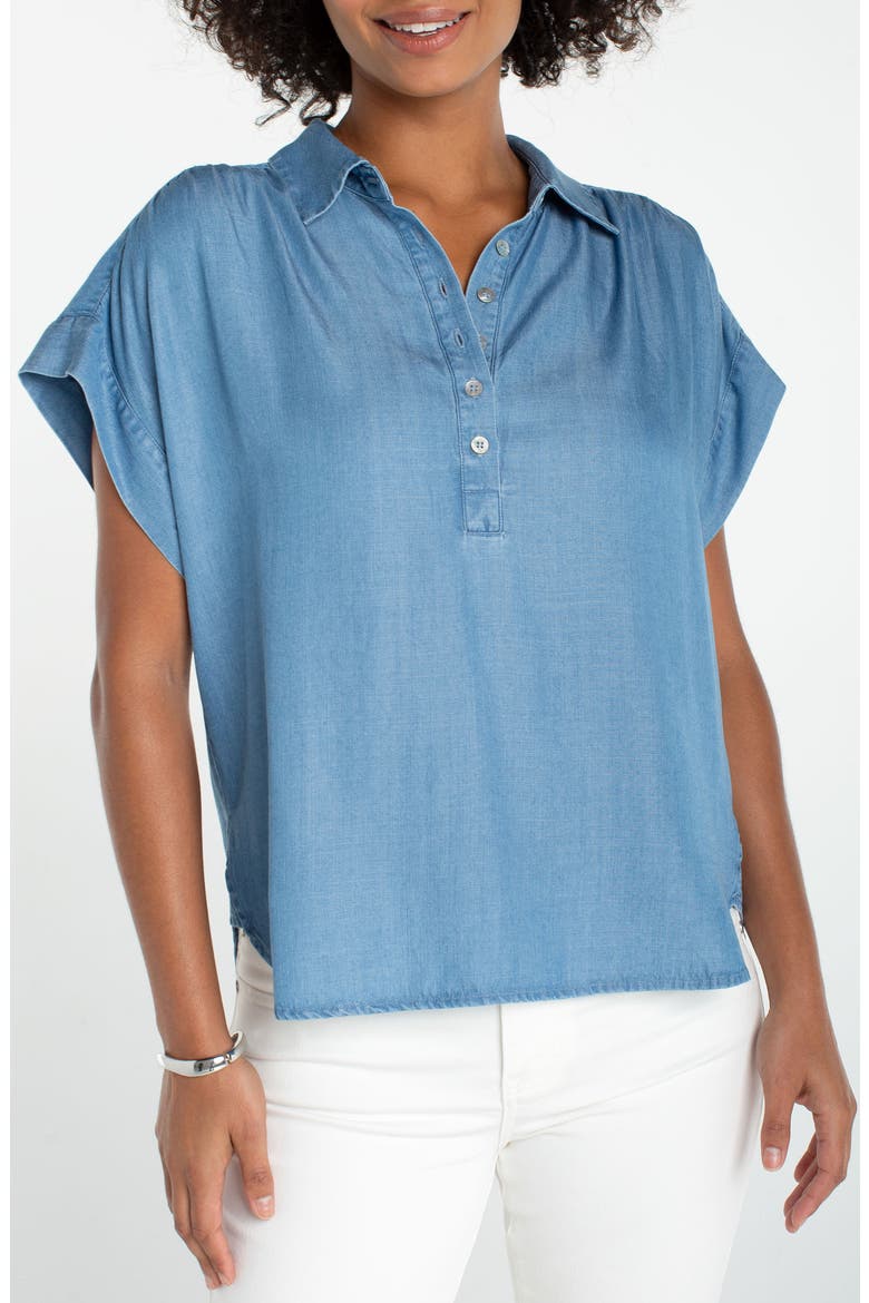 Popover Chambray Top, Main, color, SUNLIT BLUE
