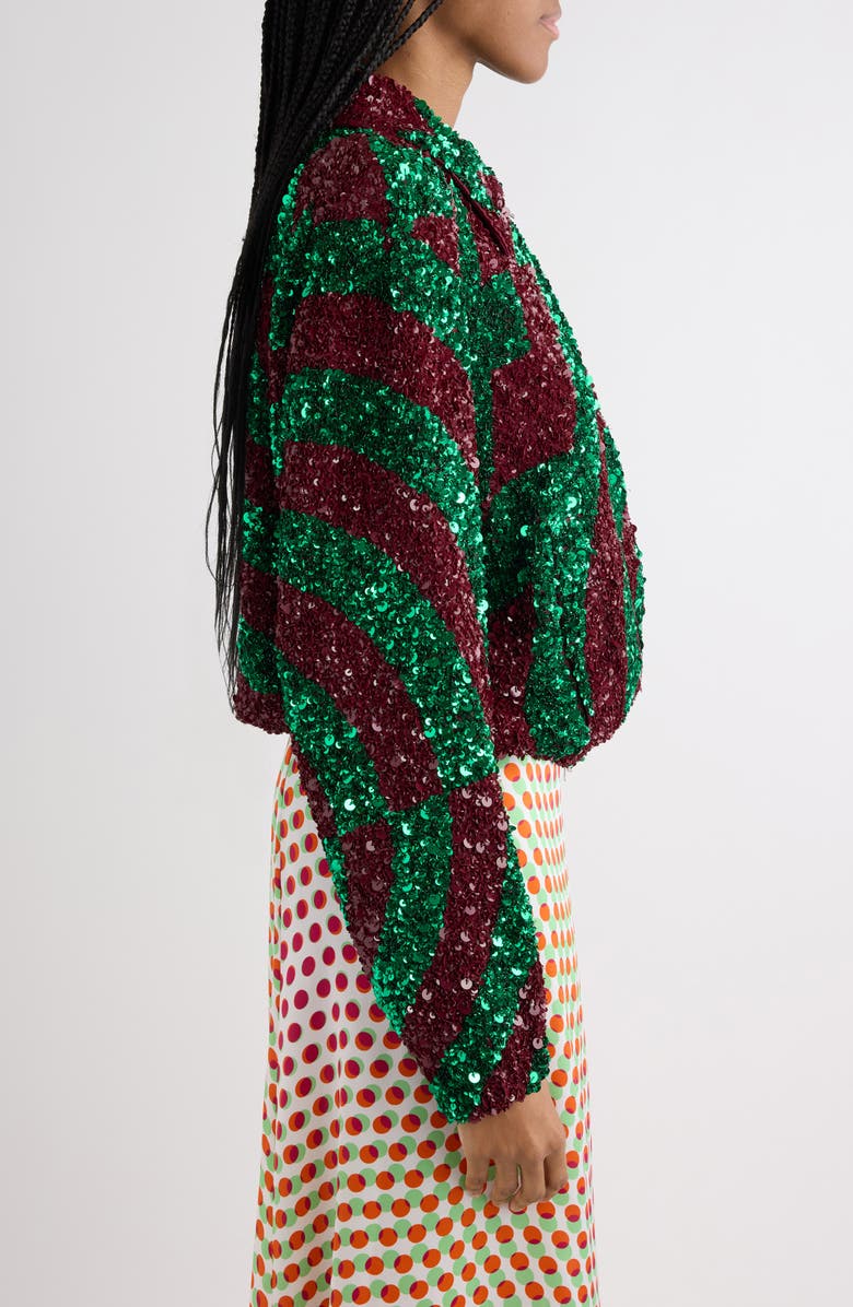Dries Van Noten Abstract Sequin Jacket, Alternate, color, Burgundy