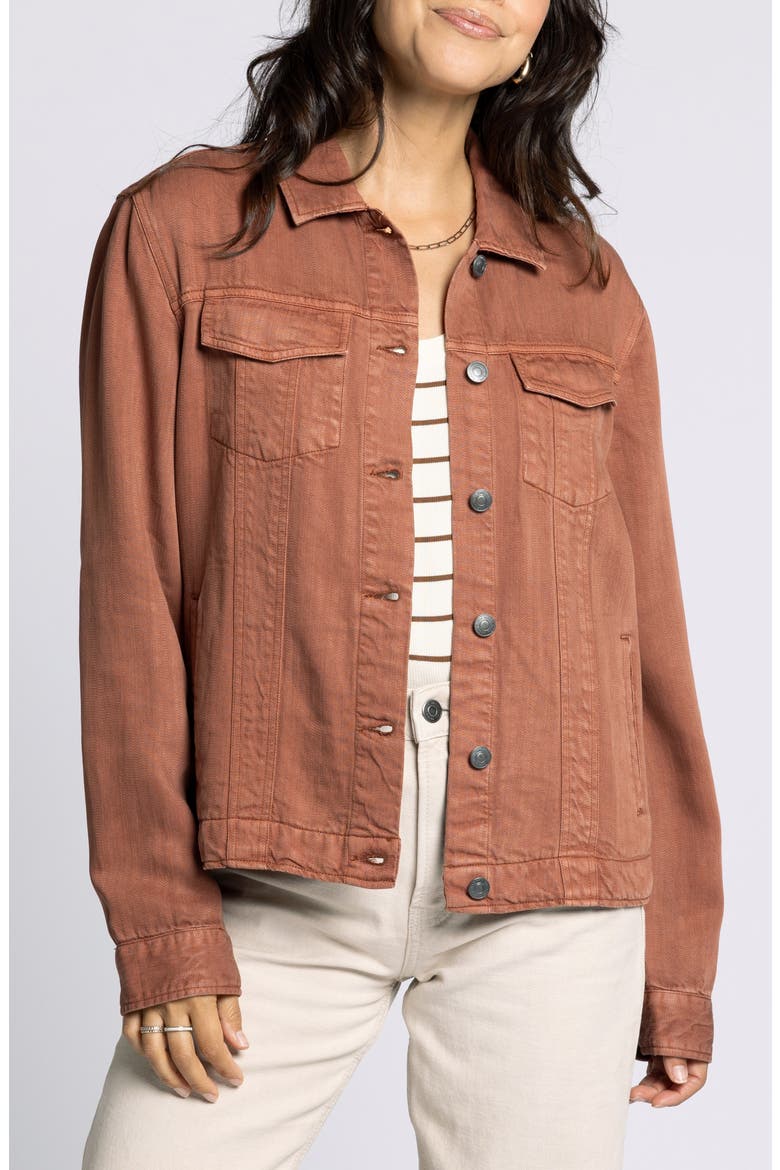 Jackie Denim Trucker Jacket, Main, color, RUSTIC BROWN