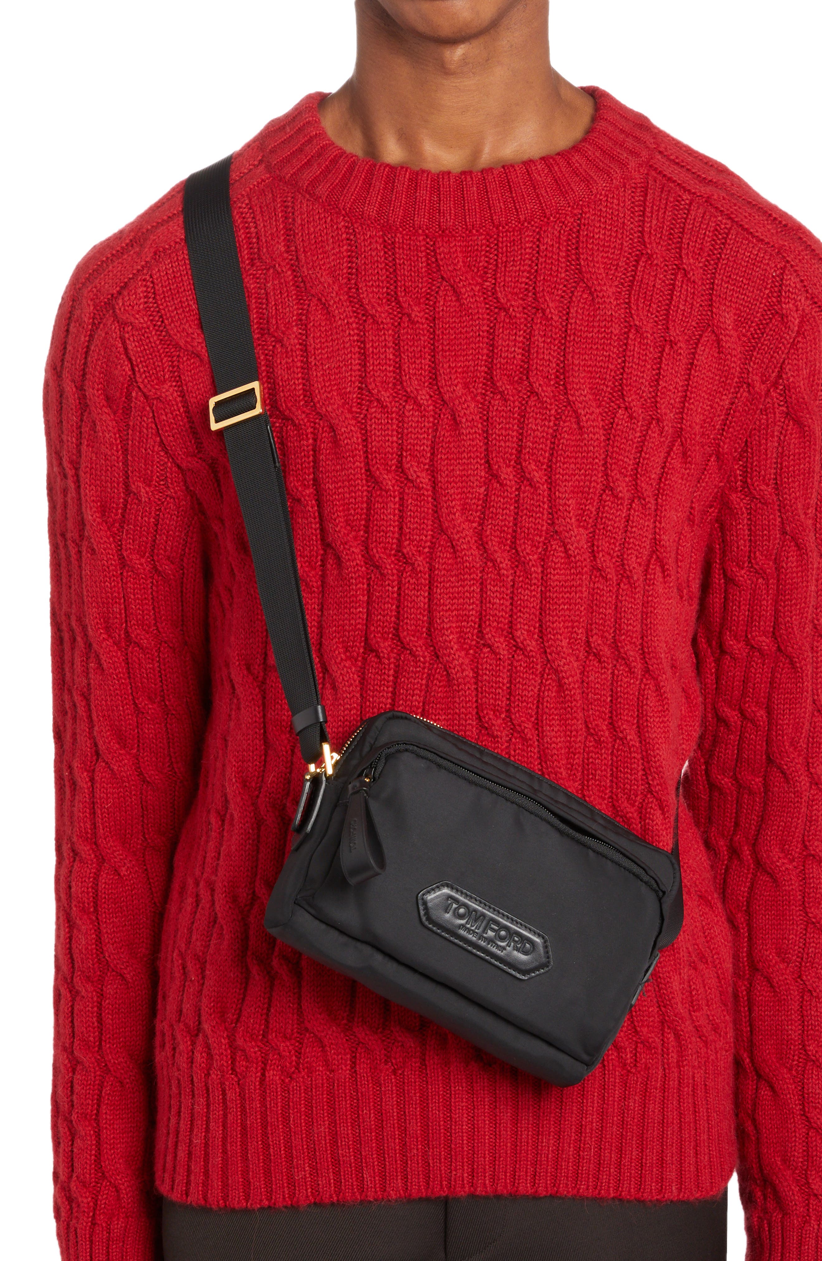 TOM FORD Recycled Nylon Top Handle Bag, Alternate, color, Black