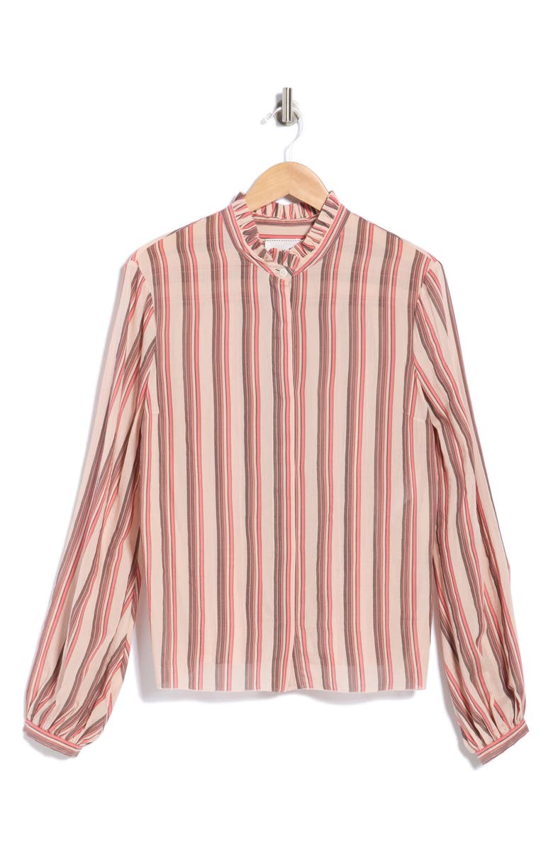 Longchamp Stripe Button-Up Shirt, Main, color, Powder