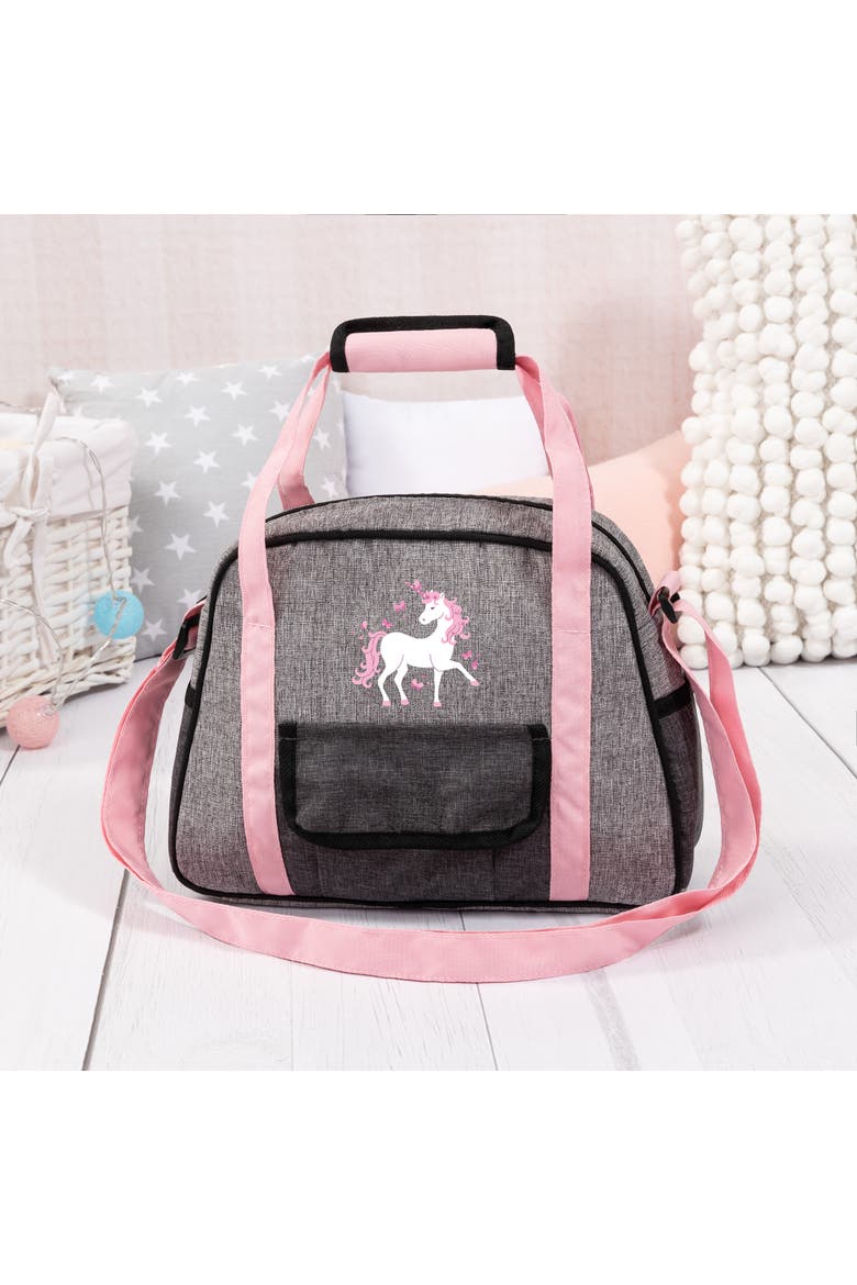 Nursery Set Doll Bag Set Grey, Pink, Unicorn Accessory Set, Alternate, color, Multicolored