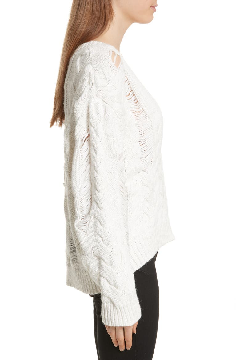 Fighla Distressed Sweater, Alternate, color, ECRU