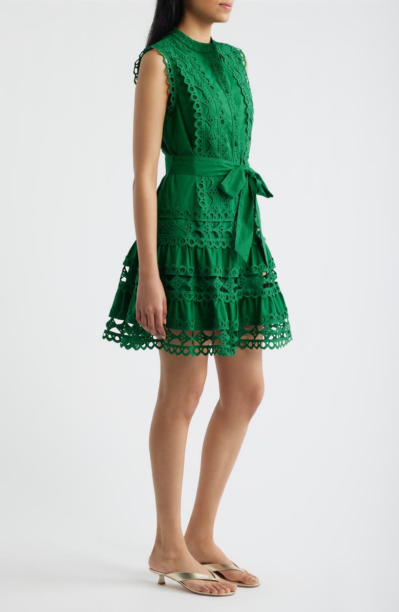 LAYERED WITH LOVE 'Lil Lindsey Cotton Lace Minidress, Alternate, color, Kelly Green