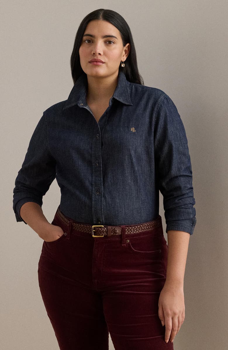 Lauren Ralph Lauren Jamelko Denim Button-Up Shirt, Alternate, color, Rinse