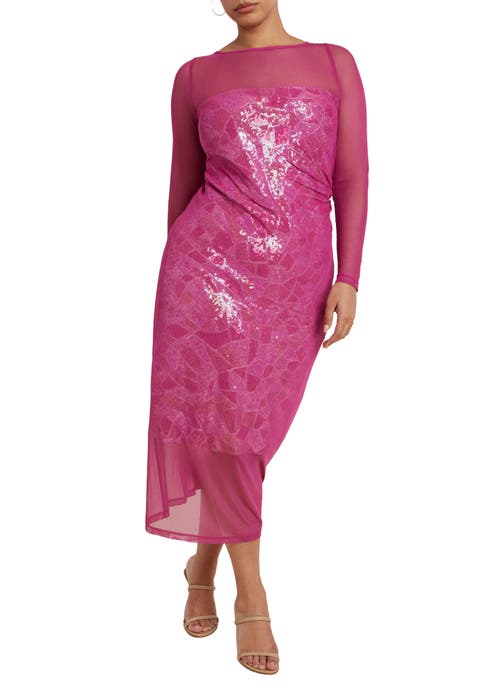 Sequin Dress With Sheer Layer (Plus Available)