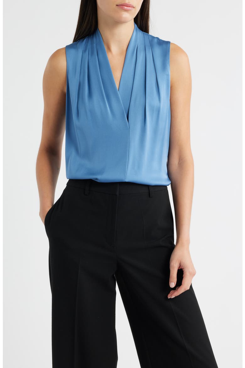 Mila Sleeveless Stretch Silk Top, Main, color, SKYLINE