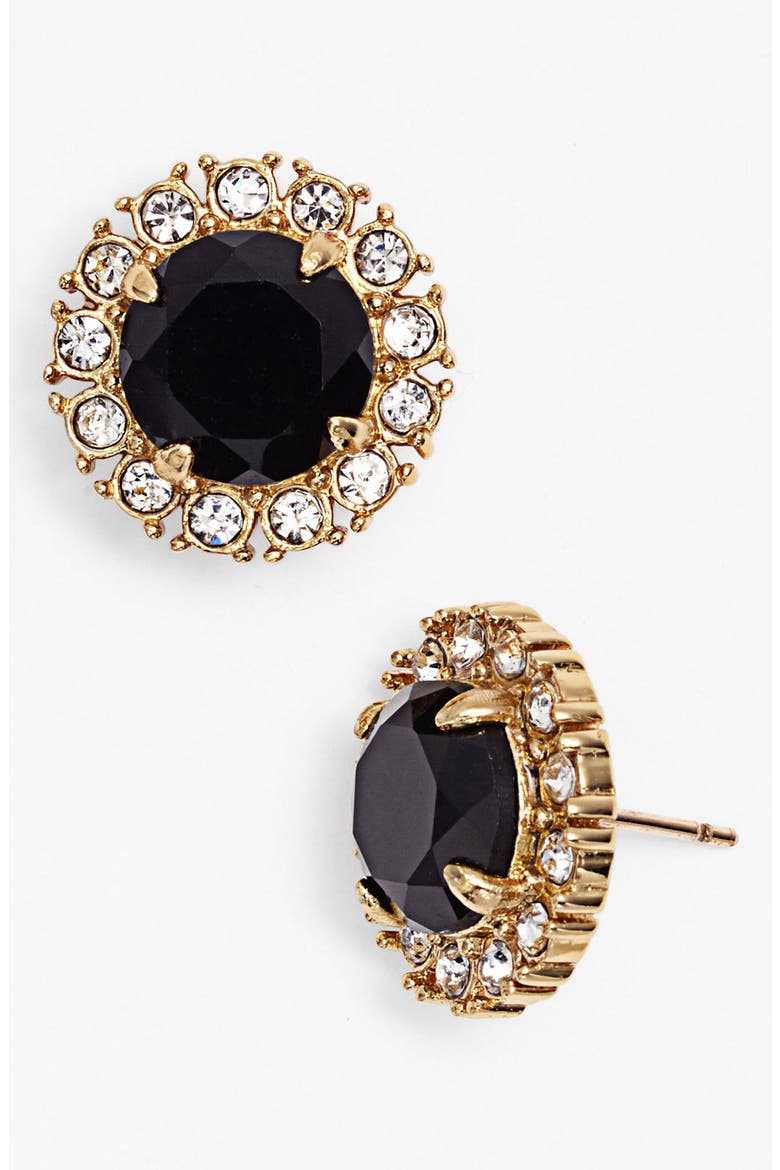 'secret garden' mixed stone stud earrings, Main, color, JET/ CLEAR/ GOLD