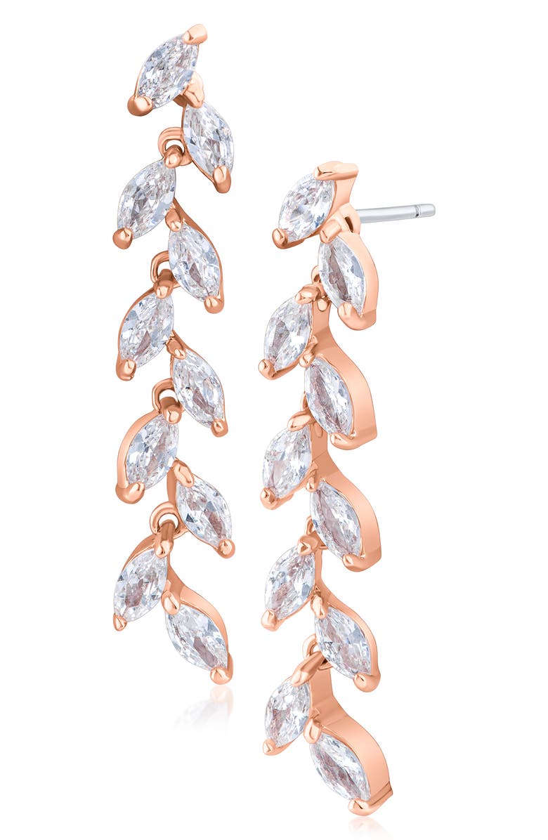 CZ by Kenneth Jay Lane Marquise Cubic Zirconia Linear Drop Earrings, Main, color, Clear/Rose Gold