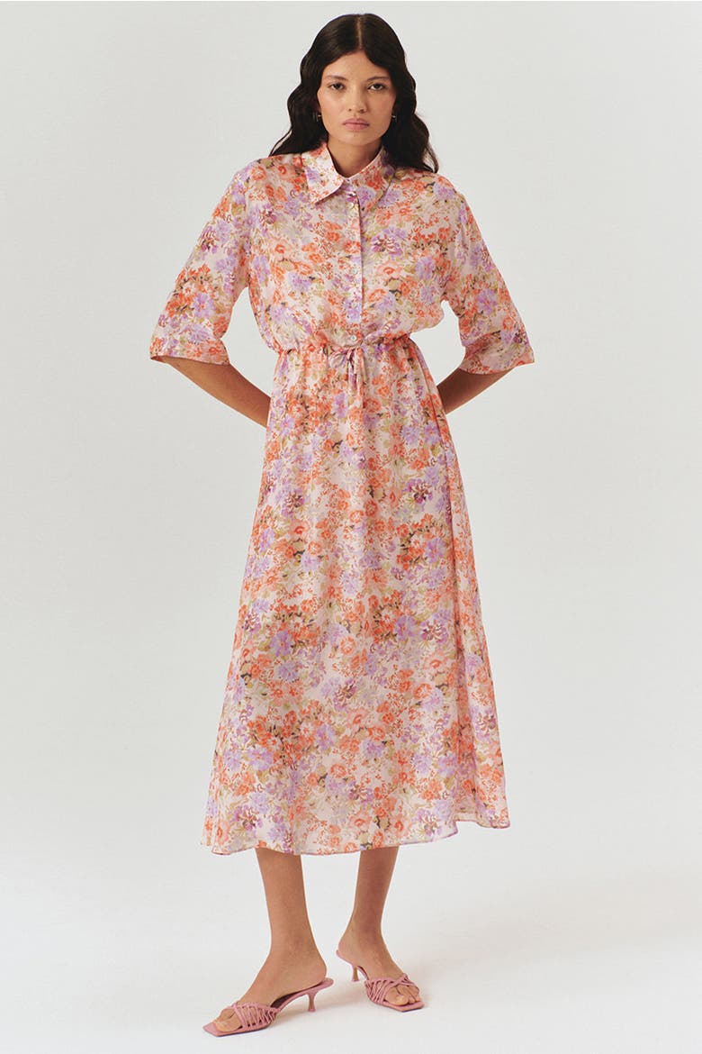 Maliyah Midi Dress, Main, color, Orange Patterned