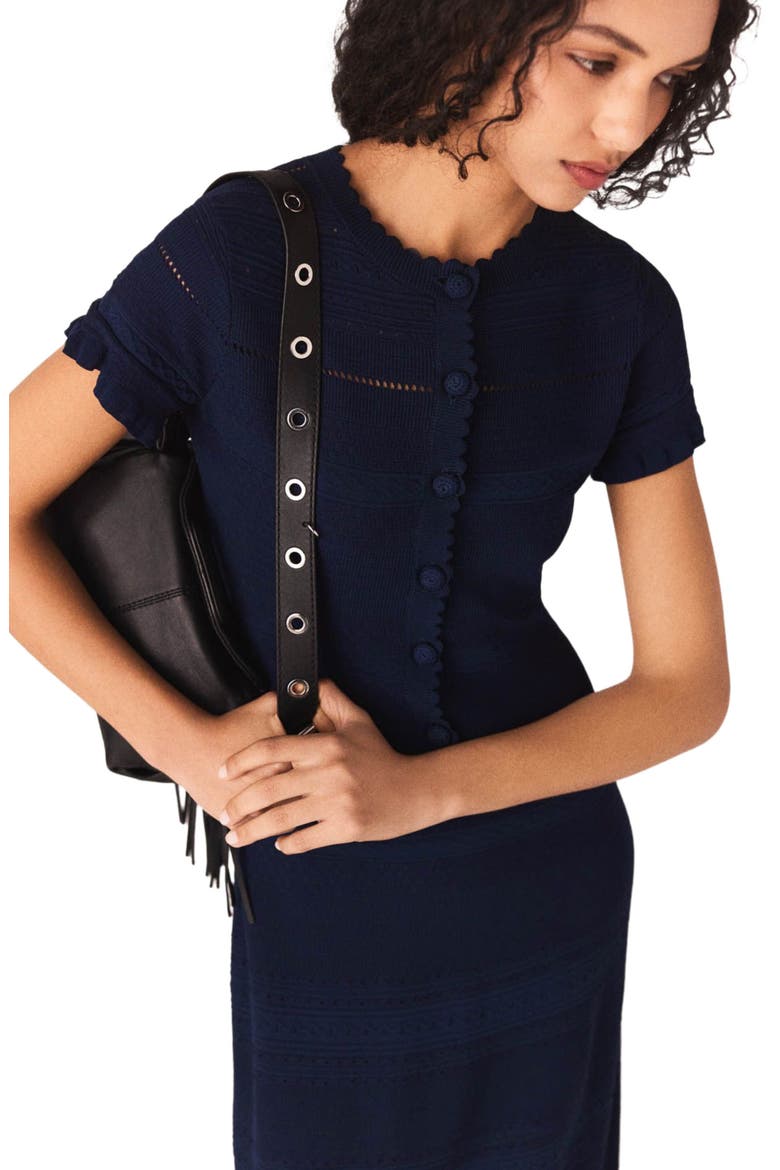Knit maxi dress with ruffles, Alternate, color, Navy
