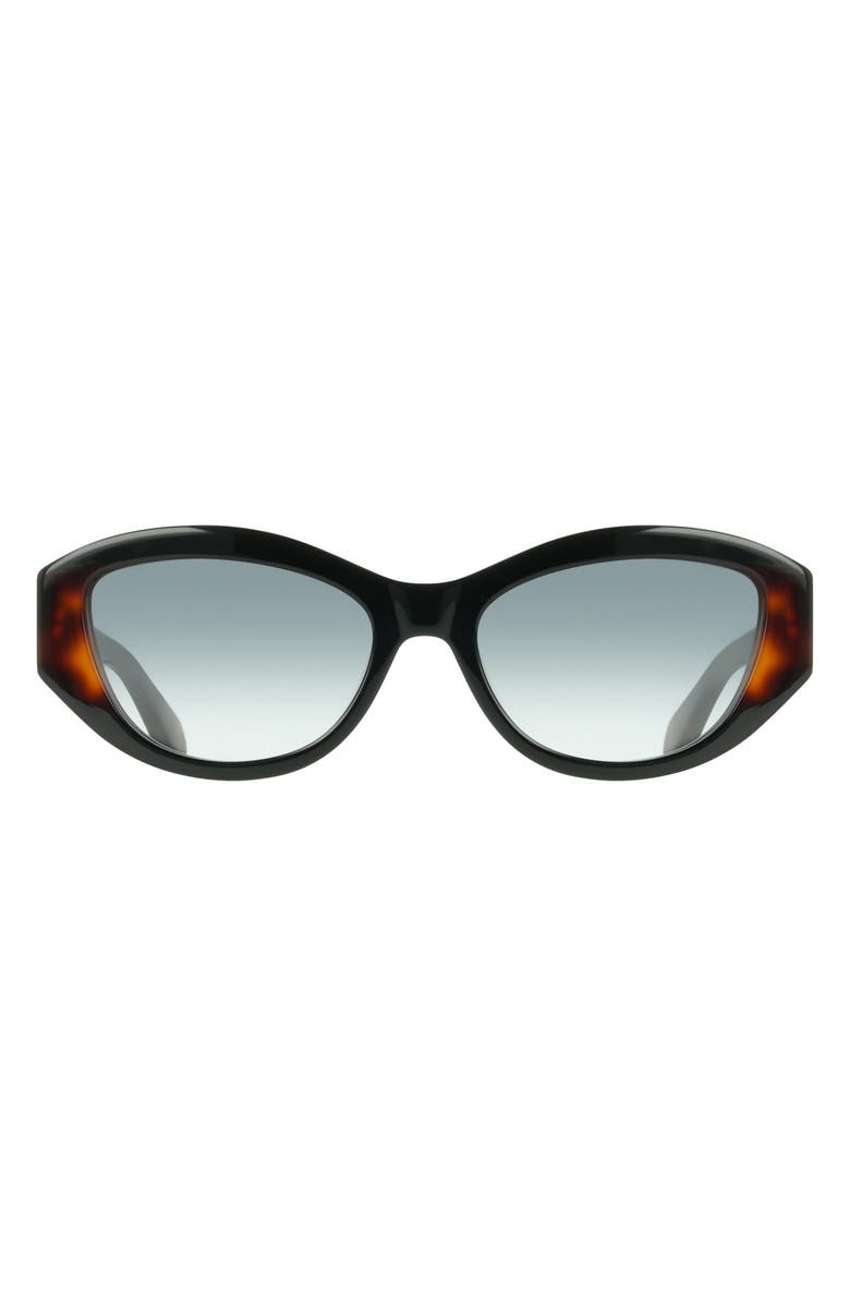 FERRAGAMO 55mm Oval Sunglasses, Main, color, Black/ Tortoise