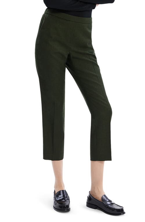 Theory Trecca Virgin Wool Pull-on Pants In Hunter Green Melange