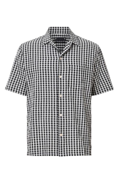 Shop Allsaints Tawney Check Short Sleeve Button-up Shirt In Black