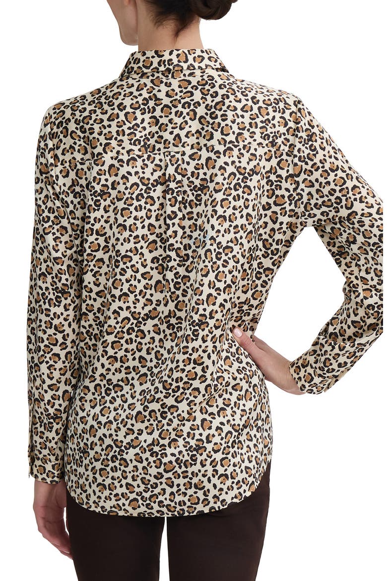 Leopard Print Long Sleeve Button-Up Shirt, Alternate, color, OAT MILK MULTI