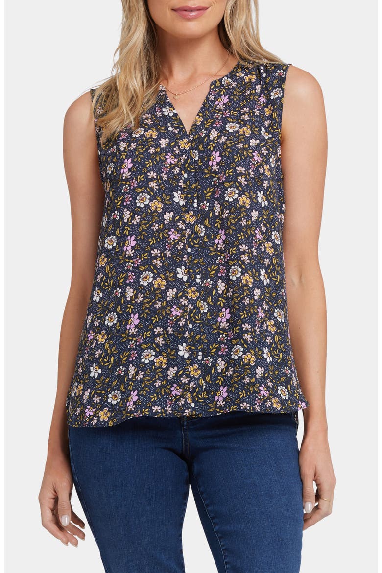 Print Pleat Back Sleeveless Split Neck Blouse (Nordstrom Exclusive), Main, color, MARISOL