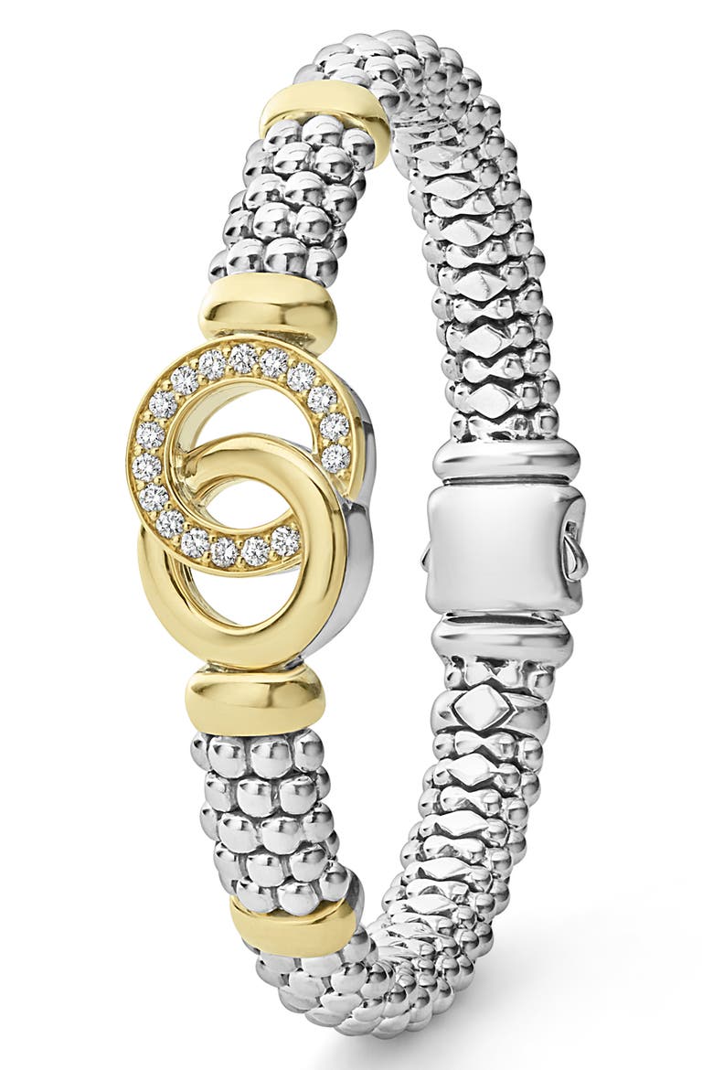Signature Caviar Diamond Interlock Rope Bracelet, 9mm, Alternate, color, SILVER/ GOLD