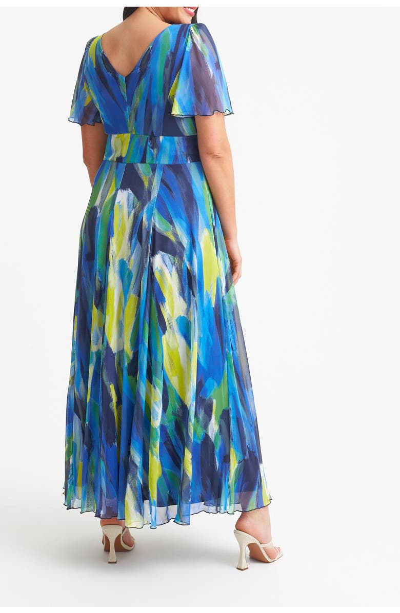 Scarlett & Jo Isabelle Abstract Angel Sleeve Dress, Alternate, color, Blue Yellow