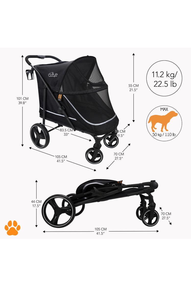CHAMP Big Raincover Pet Stroller, 110 Pound Capacity, Alternate, color, Black