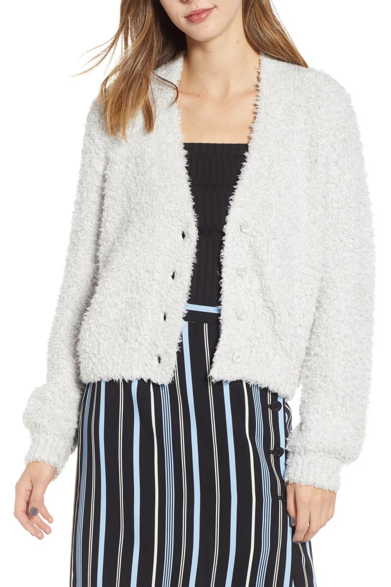 Fluffy Cardigan, Main, color, GREY CHIME