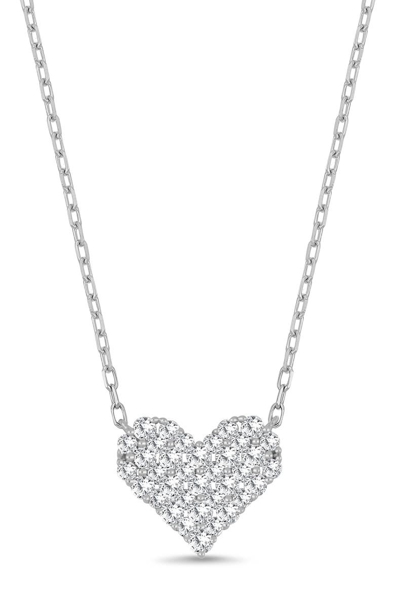 Liora 18K White Gold Pavé Diamond Heart Pendant Necklace, Alternate, color, 18K WHITE GOLD