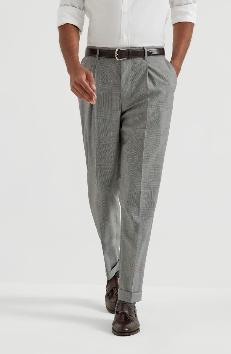 Brunello Cucinelli Prince of Wales trousers, Alternate, color, Grey