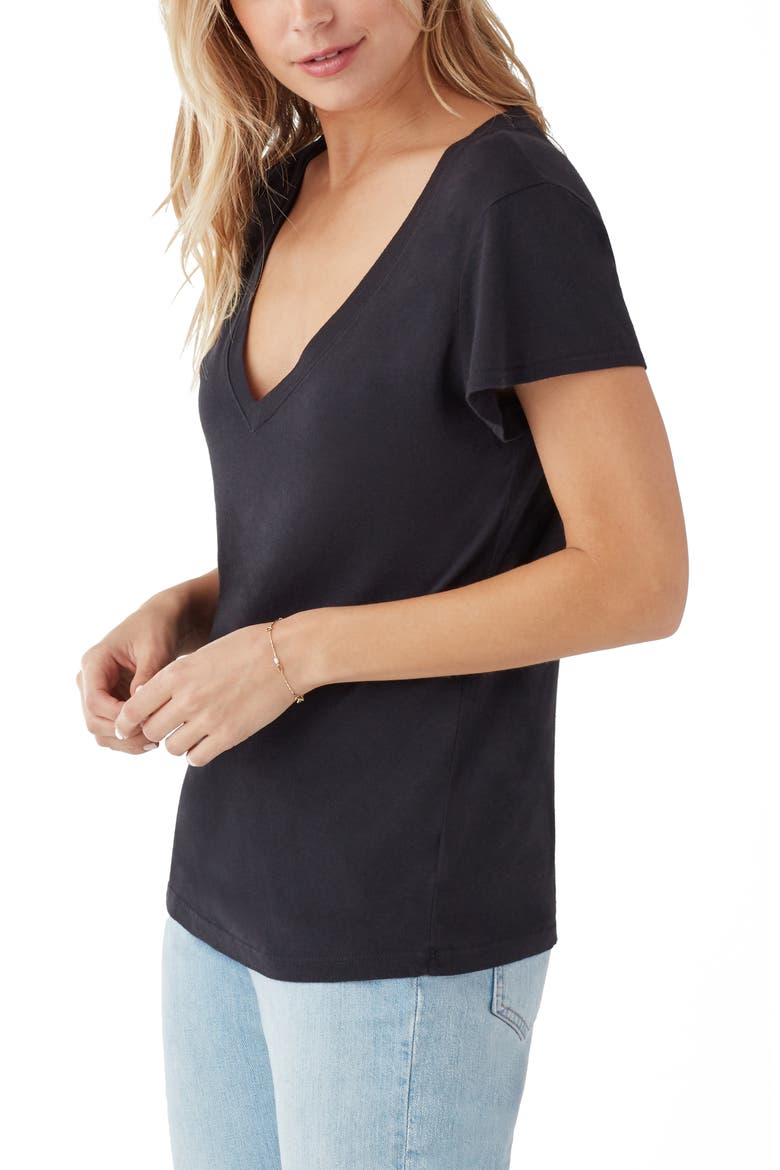 Kate V-Neck T-Shirt, Alternate, color, BLACK