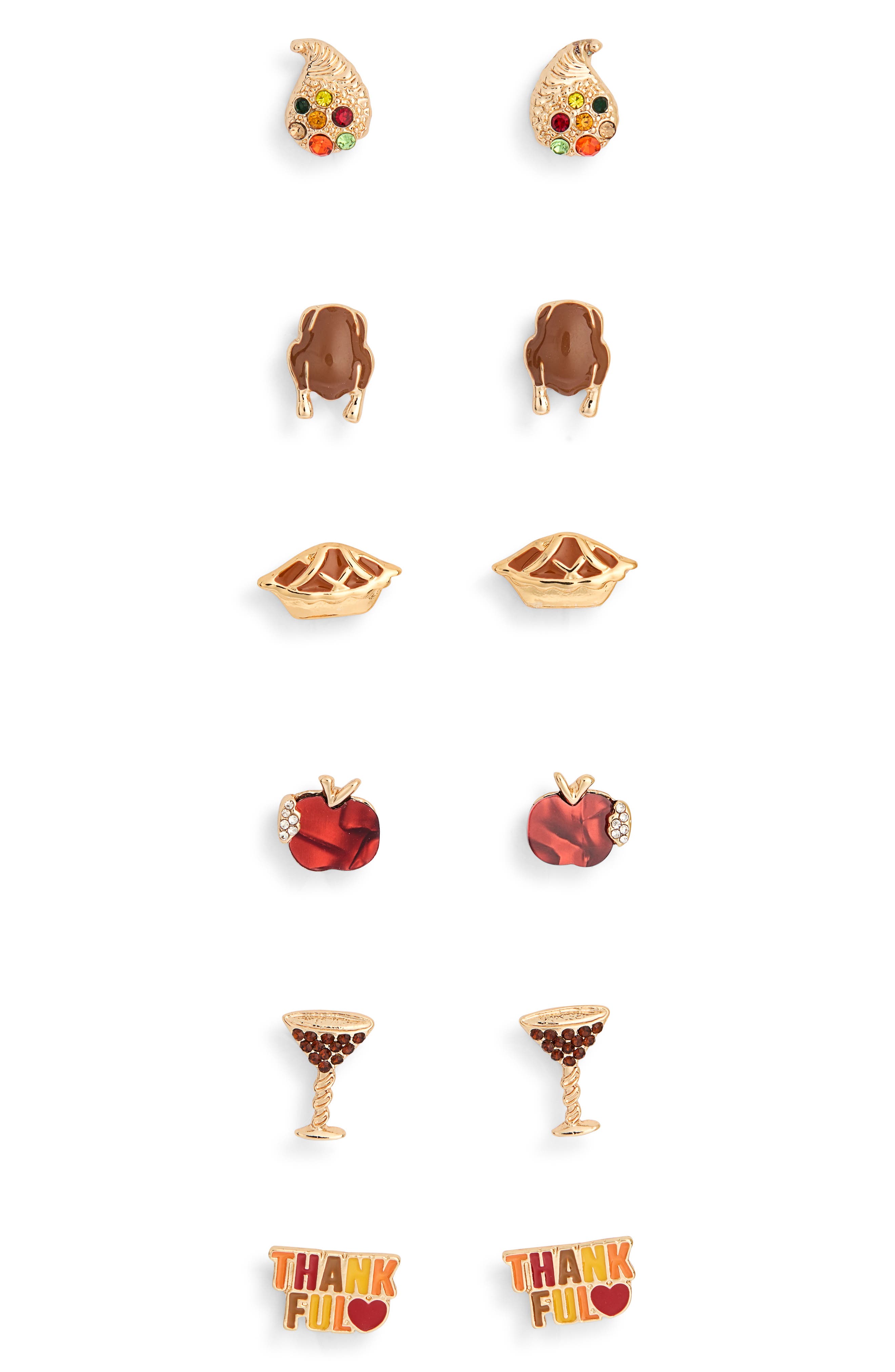 Set of 6 Fall Stud Earrings