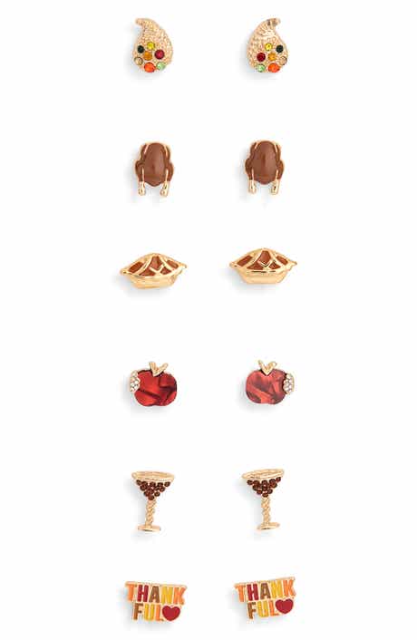 Set of 6 Fall Stud Earrings