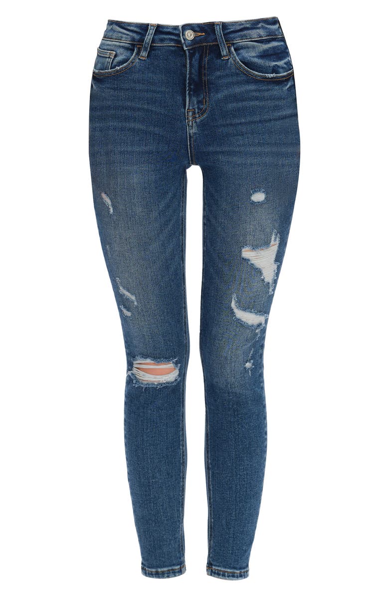 Bayeas Ripped High Waist Ankle Skinny Jeans, Alternate, color, Medium Blue